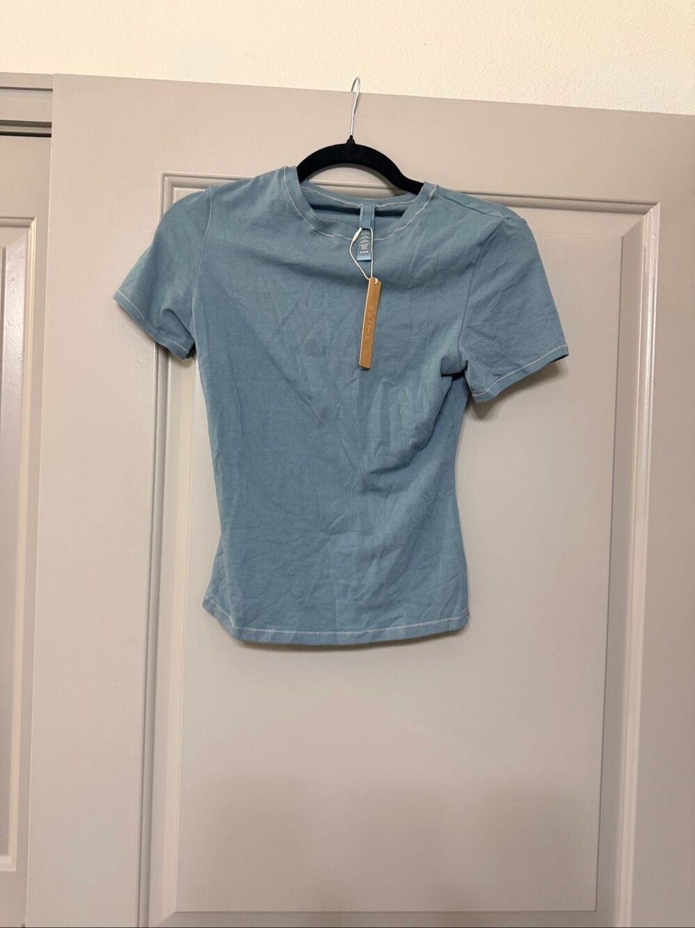 SKIMS Cotton Jersey T-Shirt Womens Size M Kyanite Blue Short Sleeve Tee